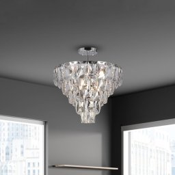 Eko-Light Chelsea metal ceiling lamp chrome-coloured glass crystals Ø 50 cm