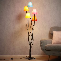 Näve Colori fabric floor lamp 5-bulb colourful
