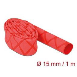 DELOCK 19591 - Schrumpfschlauch X-Muster rutschfest 1 m x 15 mm rot