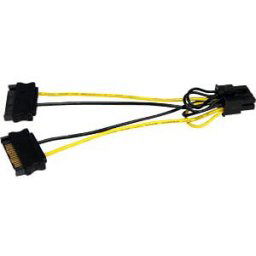 STARTECH.COM ST SATPCIEX8ADP - 2x 15-pin SATA to 8 pin PCI-E, 15 cm, black/yellow