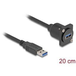 DELOCK 87967 - USB cable, Type-A male / female, D-type, black, 20 cm