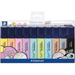 STAEDTLER 364CW1 - Highlighter pen, wedge tip, 1 - 5 mm, 10 colours, pastel
