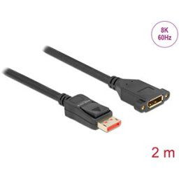 DELOCK 87097 - DisplayPort extension cable, 8K 60 Hz, installation, 2 m