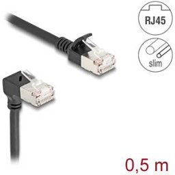 DELOCK 80304 - Cat.6a patch cable, S/FTP, bottom angled / straight, 0.5 m