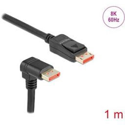 DELOCK 87050 - DisplayPort 1.4 cable, 8K @ 60 Hz, 90° with angled bottom, 1 m