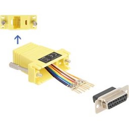 DELOCK 67113 - Adapter D-Sub 15 Pin jack > RJ45 jack Mounting kit, yellow