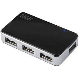 DIGITUS DA-70220 - DIGITUS USB 2.0 4-port, black/aluminium, incl. power supply