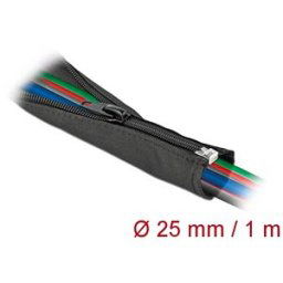 DELOCK 19217 - Fabric Cover with Rip-Tape Fastening, 1 m x 25 mm, Black