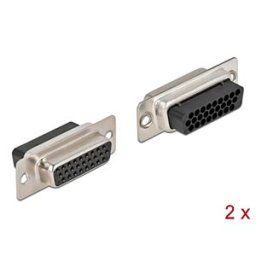 DELOCK 66724 - D-Sub HD 26 Pin Crimp Buchse, Metall, 2 Stück