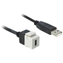 DELOCK 86382 - Keystone Module USB 2.0 C female > USB 2.0 A male with cable
