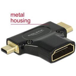 DELOCK 65666 - Adapter HDMI-A female > HDMI Mini-C male + Micro-D male black