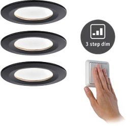 PAULMANN PLM 94474 - Recessed light Nova Coin, 3x 6,5 W, 460 lm, 2700 K, matt black