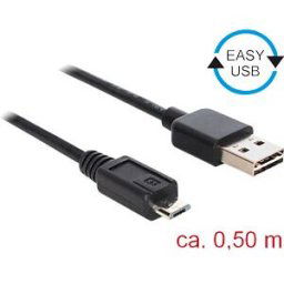 DELOCK 85156 - USB 2.0 Kabel, EASY A male to Micro B male, 0.5 m