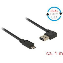 DELOCK 85165 - USB 2.0 Kabel, EASY A male angled to Micro B male, 1 m
