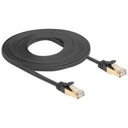 DELOCK 80328 - RJ45 flat cable, Cat.6a, S/FTP, braided jacket, 5 m, black