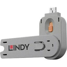 LINDY 40623 - USB-A port lock (1x key, 1x lock), orange