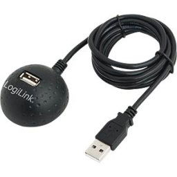 LOGILINK CU0013B - USB 2.0 cable, USB-A/M to USB-A/F, docking ball, black, 1.5 m