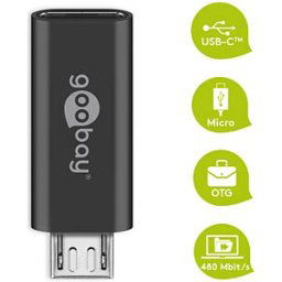 GOOBAY 55553 - USB 2.0 Hi-Speed Adaptor type-C auf type micro-B, grey