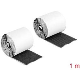 DELOCK 19063 - Hook and loop tape, self-adhesive, 1 m x 50 mm, black