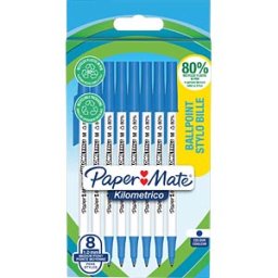 PAPER MATE PPM 2187679 - Ballpoint pen, blue, M, Kilometrico, 8 pieces