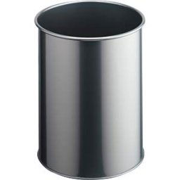 DURABLE 330123 - Waste container, 15 l, metal, round, silver