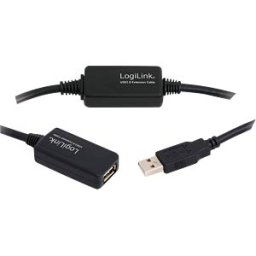 LOGILINK UA0146 - USB 2.0 cable, USB-A/M to USB-A/F, amplifier, black, 20 m