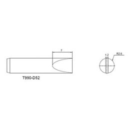ATTEN T990-D52 - Soldering tip, 2.6 mm, chisel-shaped