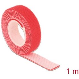 DELOCK 18717 - Hook and loop tape on roll, 1 m x 13 mm, red