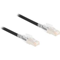 DELOCK 80255 - Patch cable Cat.6a S/FTP, 1 m, black, set with Secure Clips