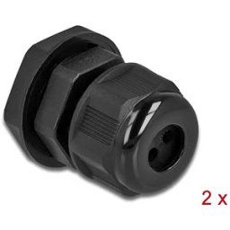 DELOCK 60373 - Cable Gland PG9 for round cable with 3 cable entries bk 2 pcs