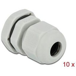 DELOCK 60195 - Cable Gland, PG9, 10 pieces, grey