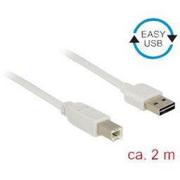 DELOCK 83687 - USB 2.0 Kabel, EASY A male to B male, 2 m, white