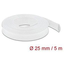 DELOCK 20696 - Braided Sleeving stretchable 5 m x 25 mm white