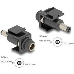 DELOCK 84162 - Keystone DC 5.5 x 2.1 mm socket > 5.5 x 2.1 mm plug black