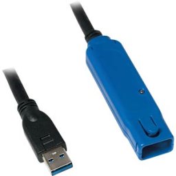 LOGILINK UA0177 - USB 3.0 cable, USB-A/M to USB-A/F, amplifier, black/blue, 10 m