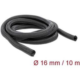 DELOCK 19033 - Braided Sleeving self-closing 10 m x 16 mm black
