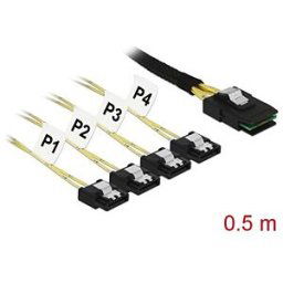 DELOCK 85800 - Cable Mini SAS SFF-8087 > 4 x SATA 7 pin 0.5 m metal