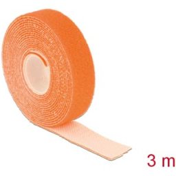 DELOCK 18746 - Hook and loop tape on roll, 3 m x 20 mm, orange