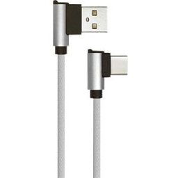 V-TAC VT-5362 GR - Sync & charging, USB A -> USB C, 1,0m, ang., textile, grey