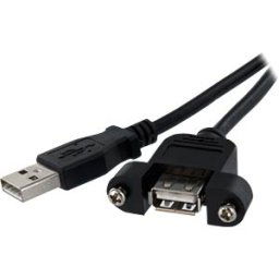 STARTECH.COM ST USBPNLAFAM1 - USB 2.0 Cable, USB-A Plug to Socket, Screw-on, 15 cm