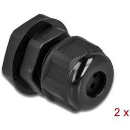 DELOCK 60379 - Cable Gland PG9 for round cable with 4 cable entries bk 2 pcs