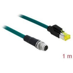DELOCK 85429 - Network cable M12 8 pin X-coded to RJ45 Hirose plug TPU 1 m