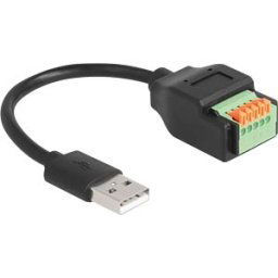 DELOCK 66061 - USB 2.0 cable, A male to terminal block with push button, 15 cm