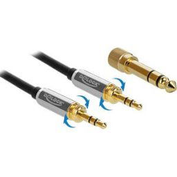 DELOCK 85785 - Stereo Jack Cable 3.5 mm 3 pin m > m, screw adapter 1 m
