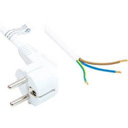 GOOD CONNECTIONS GC P0185-W050 - Power cord type E+F CEE 7/7 to open ends, white, 1.00 mm², 5 m