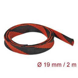 DELOCK 20743 - Geflechtschlauch dehnbar 2 m x 19 mm schwarz-rot