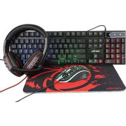 ULTRON 303150 - Keyboard/mouse/headset combination, USB, gaming set, DE