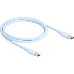 DELOCK 81234 - USB 2.0 cable, C plug > C plug, silicone, blue, 1.0 m