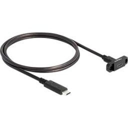 DELOCK 87824 - USB 3.1 cable, male to C female, panel-mount, 1 m