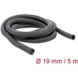 DELOCK 18919 - Braided Sleeving, self-closing, 5 m x 19 mm, black